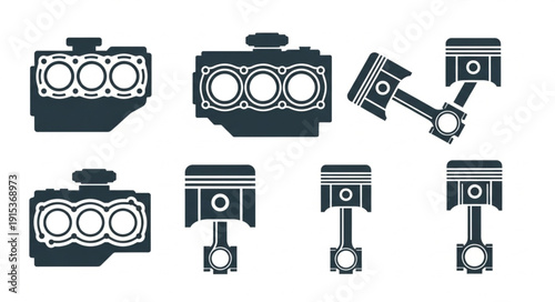 Engine Piston Components Isolated White.