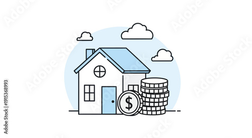 House with Stacked Coins, Real Estate Investment and Financial Growth Concept