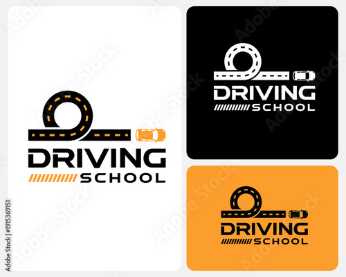 driving school logo design vector illustration