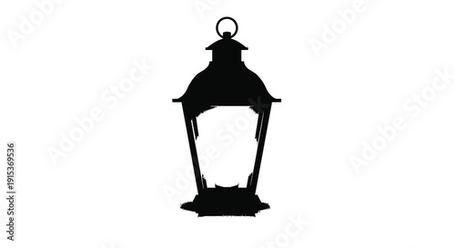a silhouette of a lantern reflecting a soft, diffused light, creating a sense of rain and atmosphere