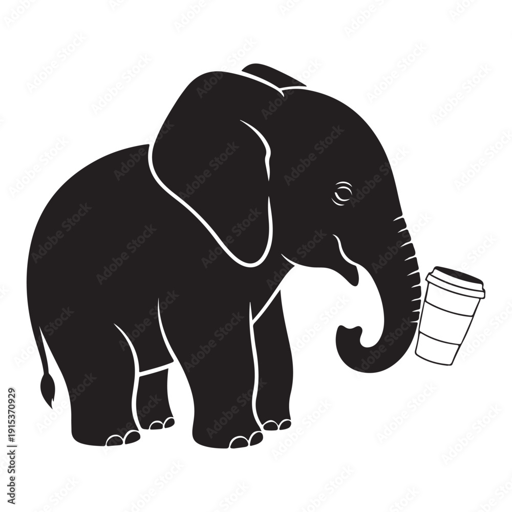 Fototapeta premium Cute gray elephant cartoon vector illustration for safari wildlife design