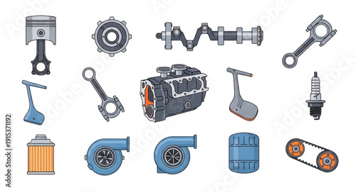 Engine Parts and Mechanical Components.
