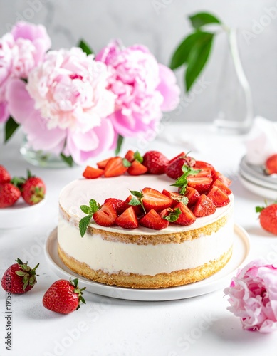 Erdbeertorte mit Pfingstblumen