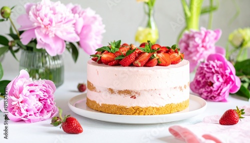 Erdbeertorte mit Pfingstblumen