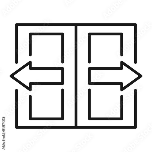 door exit arrow vector icon set