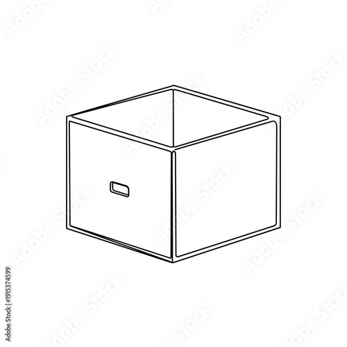 Foldable drawer cube with minimalist design isolated on a white background, featuring a simple handle and open top, ideal for modern storage solutions