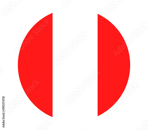 Free Download Peru flag in a circle, red and white vertical bands, simple graphic representation for national themes - GFXLoad