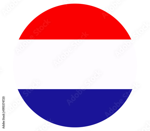 Free Download Netherlands flag inside a circle, red white blue horizontal stripes, simple vector design for national pride - GFXLoad