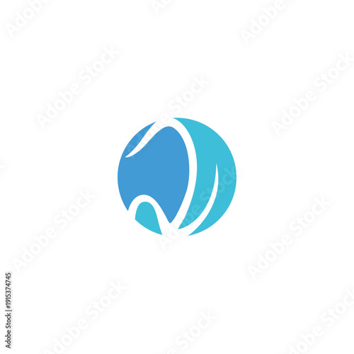 Abstract dental logo design with a blue and white color scheme.
