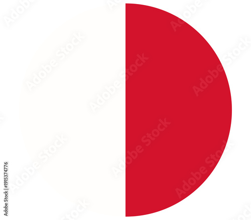 Free Download Malta flag depicted as a semi-circle, white and red halves, simple vector graphic for national themes - GFXLoad
