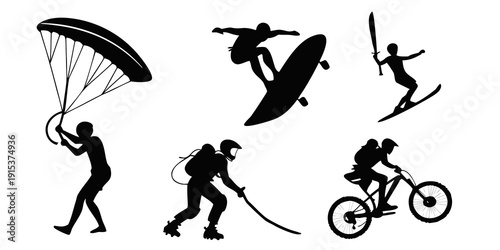 People engaged in various extreme and adventure sports activities Vector