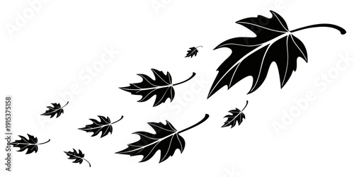 A cluster of leaves floating in the air, symbolizing the changing of seasons Vector