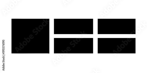 Modern abstract art featuring bold black squares and a central white line. Vector