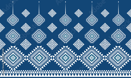 Contemporary Thai pattern in elegant minimalist style. White ornamental Thai motif on emerald teal background, creating a luxurious, refined, and sophisticated look. 