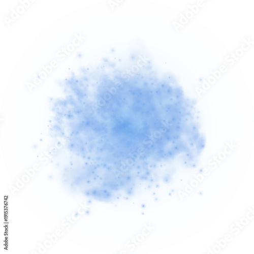 Blue smoke circle or haze with particles, vector