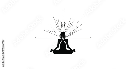 Meditating silhouette radiates energy and ideas in a moment of calm focus