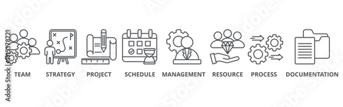 Work flow banner web icon vector illustration concept