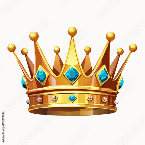 Golden Crown with Blue and White Jewels Illustration.