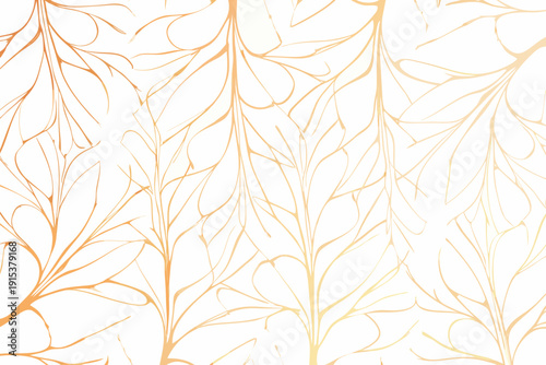 Elegant abstract pattern of golden branches on a white background
