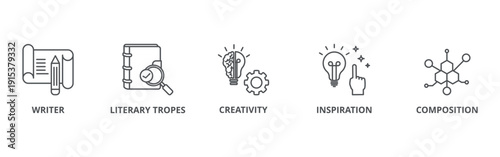 Creative writing banner web icon vector illustration concept