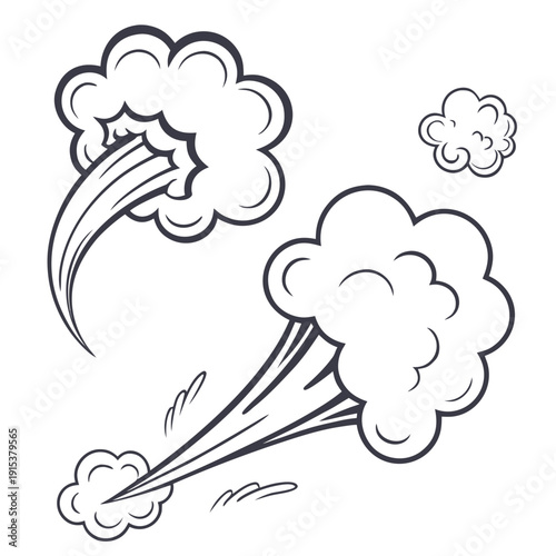 A dramatic scene of dark clouds and lightning bolts striking downwards. Vector