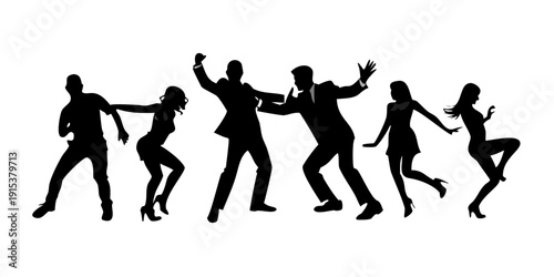 Foto Group of people dancing together in a lively manner Vector