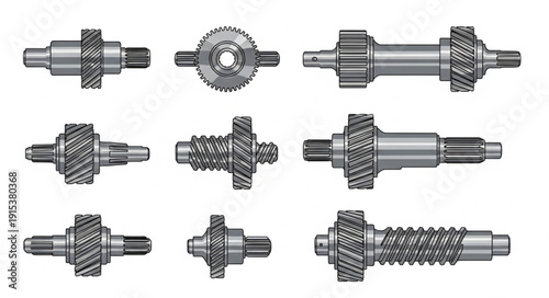 Mechanical Gears and Shafts Illustration.