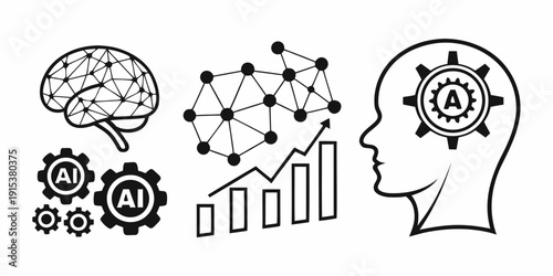 Illustration of artificial intelligence and machine learning concepts Vector