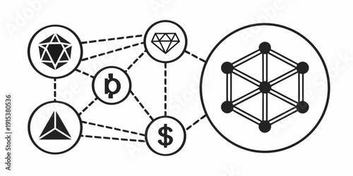 A visual representation of a complex network of interconnected nodes and relationships Vector