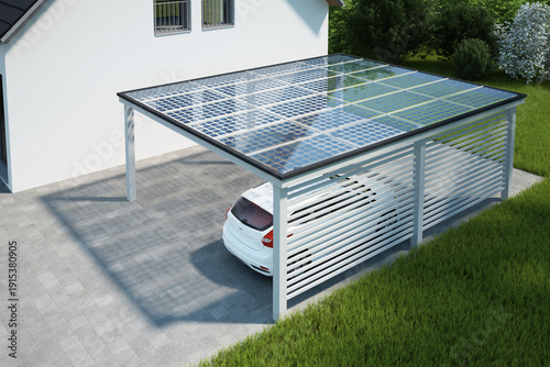 Carport mit transparentem solardach