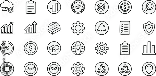 Business Finance Icons Set for Marketing and Investment Strategy