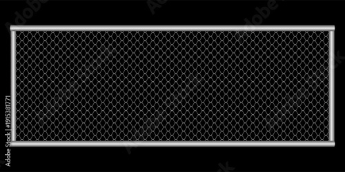 vector metal fence wire mesh isolated on black background, net fence silver steel, mesh silver object illustration, iron barbed wire frame. vector