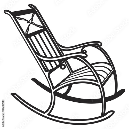 A vintage rocking chair with intricate design details and a comfortable seat Vector