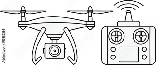 Drone with Camera and Remote Controller Illustration