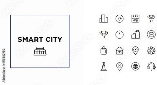 Smart City Concept with Modern Technology Icons and Infrastructure