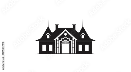 mansion silhouette, luxury house, classic building, estate facade, real estate icon, architecture silhouette, residential building, heritage house, property design, upscale home, elegant facade, mansi