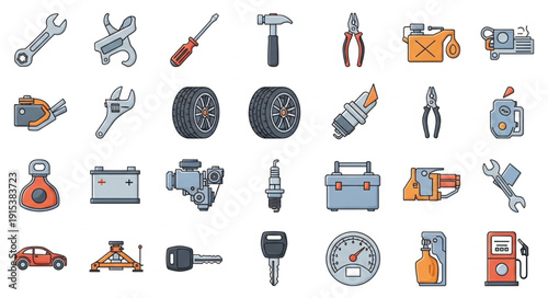 Various Tools and Equipment Set.