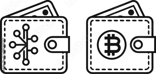 Illustration-of-a-wallet-containing-cryptocurrency-and-blockchain-assets