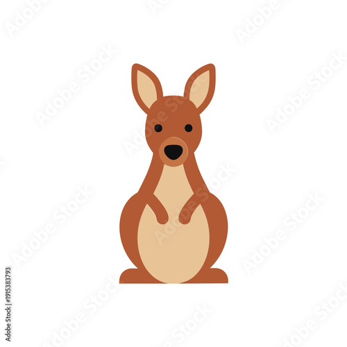 Kangaroo Cartoon Character Sitting Upright.