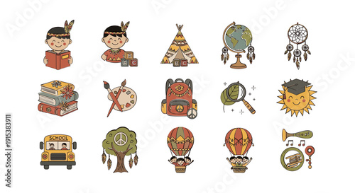 Native American icons and symbols.