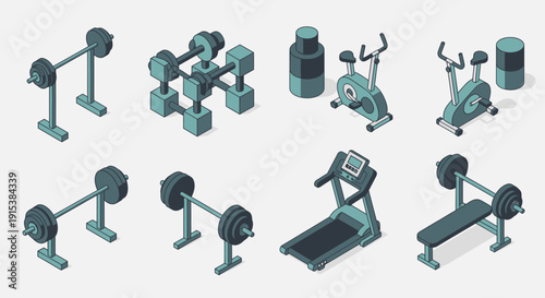 Futuristic neon fitness icon set on dark background featuring glowing exercise symbols, sports equipment pictograms and dynamic activity representations in luminous cyber style, ideal for gym apps, wo