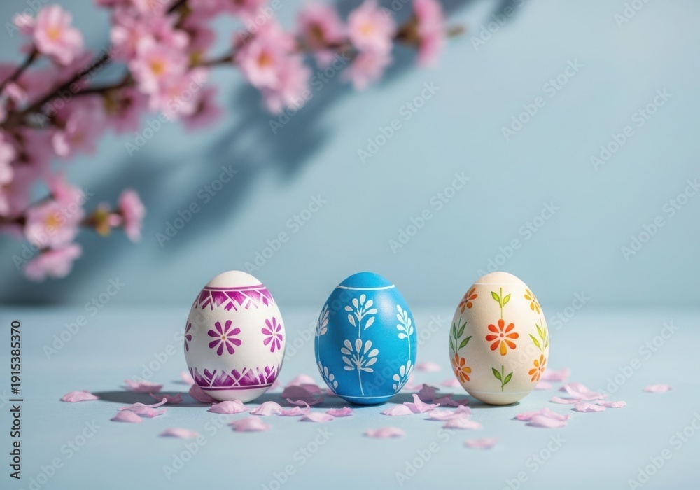 Fototapeta premium Easter eggs and cherry blossoms