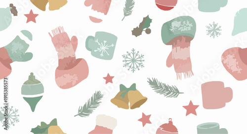 Elegant whimsical holiday vector collection with magical winter decorations