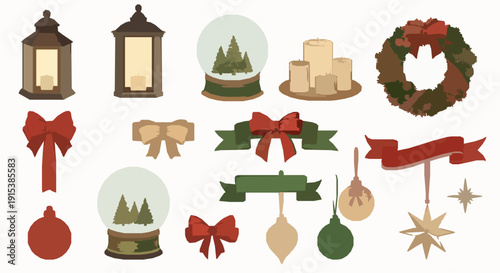 Whimsical holiday vector collection with cute Christmas characters and festive icons