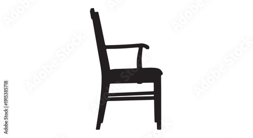 Silhouette of Armchair: A minimalist silhouette of an elegant armchair against a simple background, perfect for adding a touch of sophistication to any design. 