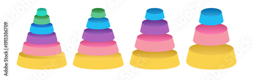 Pyramid infographic template set 3d isometric for business strategy, banner, presentation, start up project, theory basic operation, logic analysis