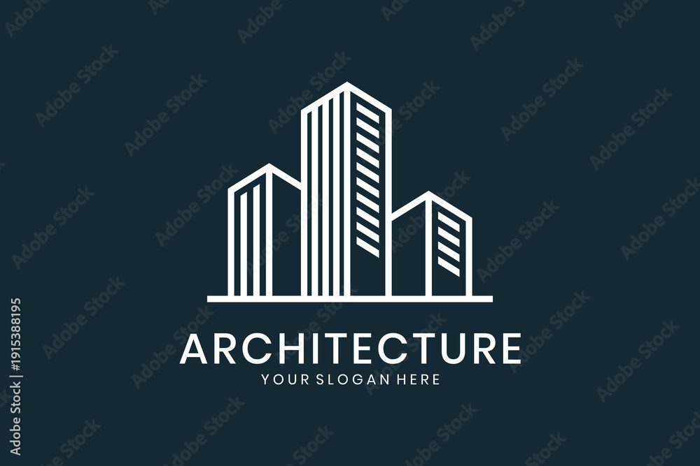 Obraz premium Architecture building line logo, minimalist city