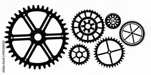 A collection of various mechanical gears in different sizes and designs Vector