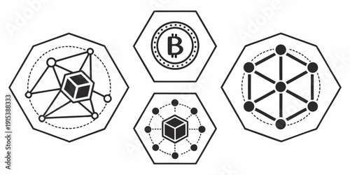 A visual representation of different types of geometric shapes with internal patterns Vector