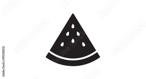 Watermelon Slice Silhouette: A minimalist monochrome illustration of a juicy watermelon slice, capturing the essence of summer freshness and natural sweetness.